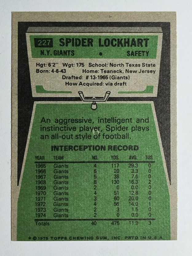1975 Topps #227 Spider Lockhart (EXMT)