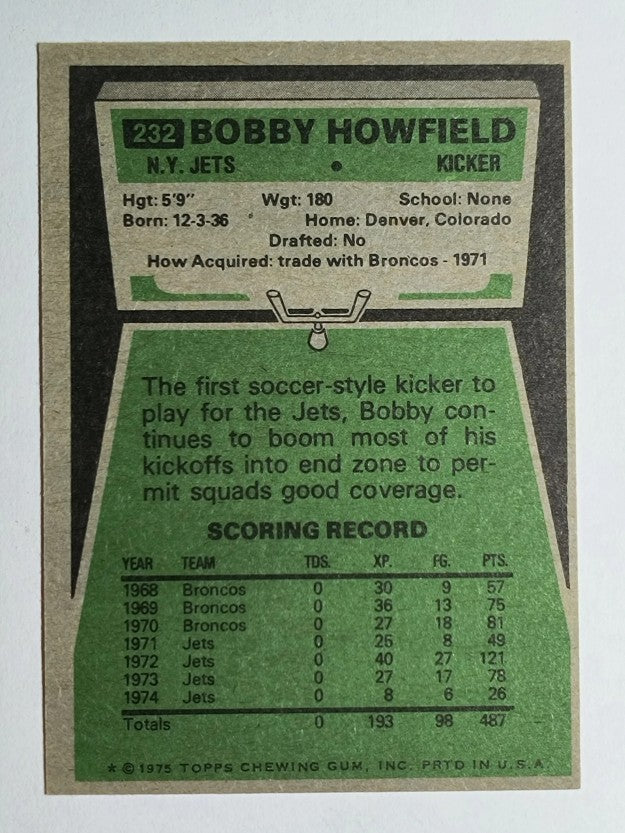 1975 Topps #232 Bobby Howfield (EX)