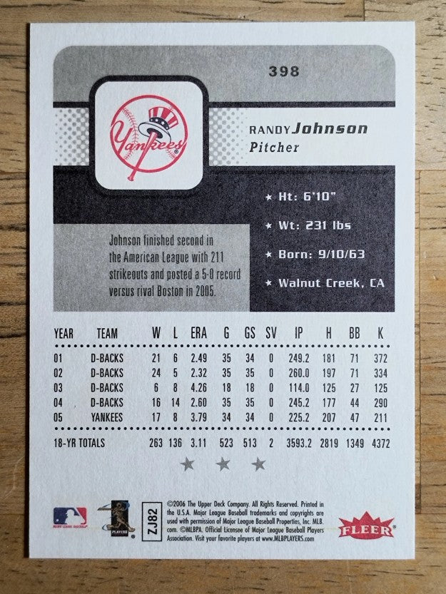 2006 Fleer #398 Randy Johnson