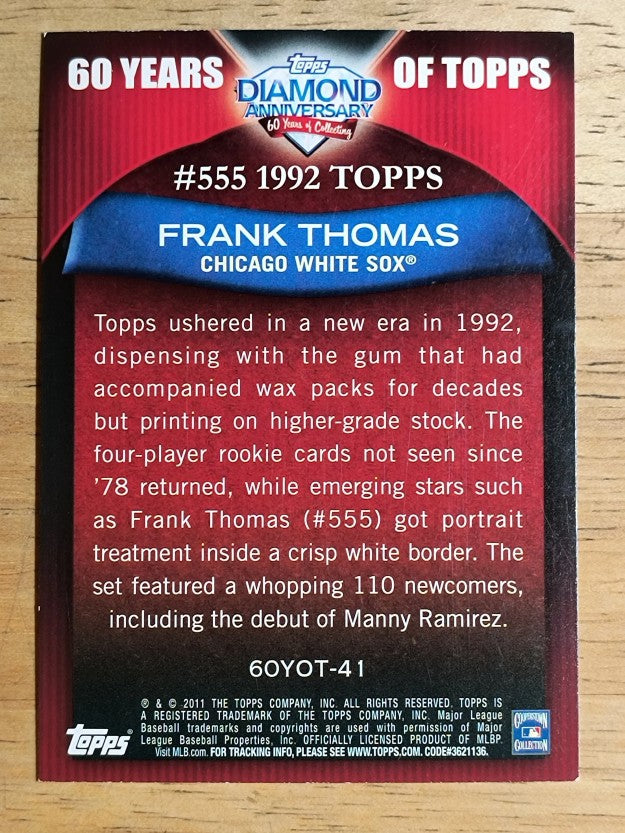 2011 Topps 60 Years of Topps #41 Frank Thomas