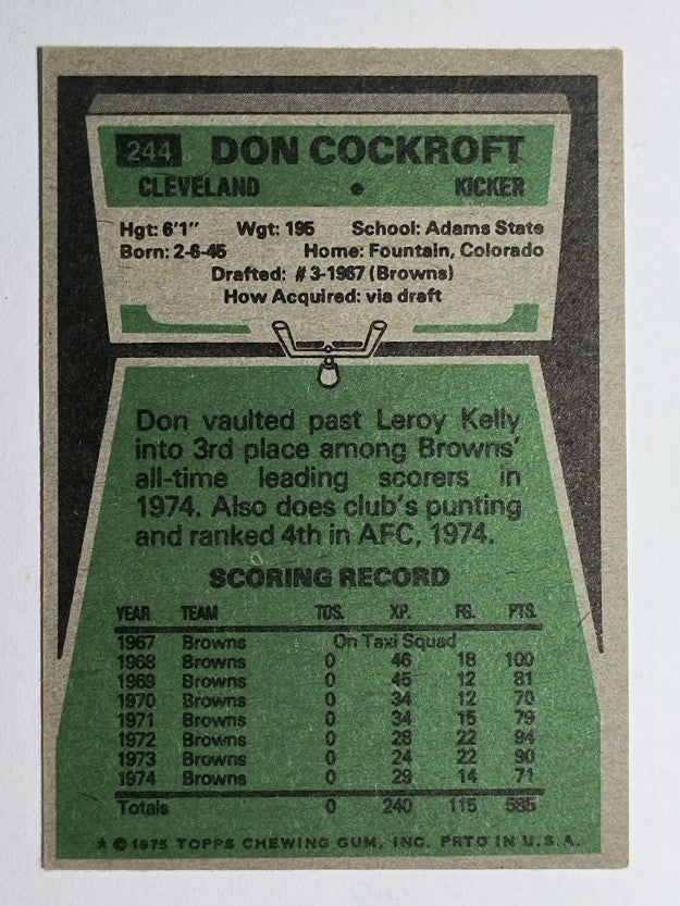 1975 Topps #244 Don Cockroft (VGEX)