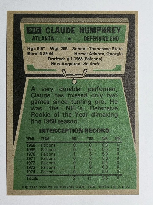 1975 Topps #245 Claude Humphrey (EXMT)