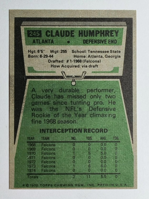 1975 Topps #245 Claude Humphrey (EX)