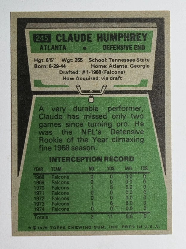 1975 Topps #245 Claude Humphrey (NM)