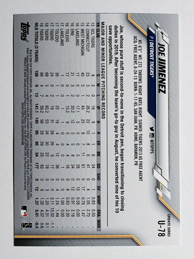 2020 Topps Update #U78 Joe Jimenez