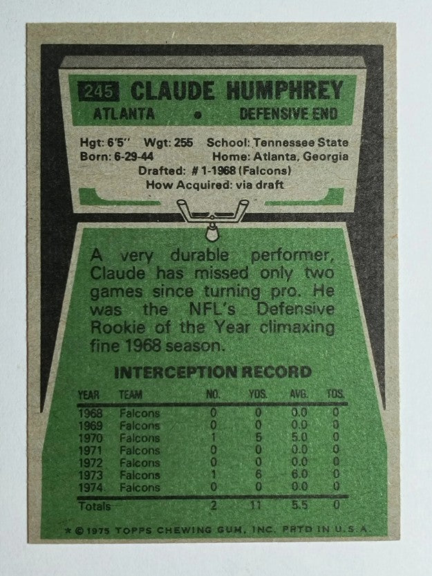 1975 Topps #245 Claude Humphrey (EXMT)