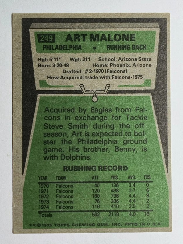 1975 Topps #249 Art Malone (EX)