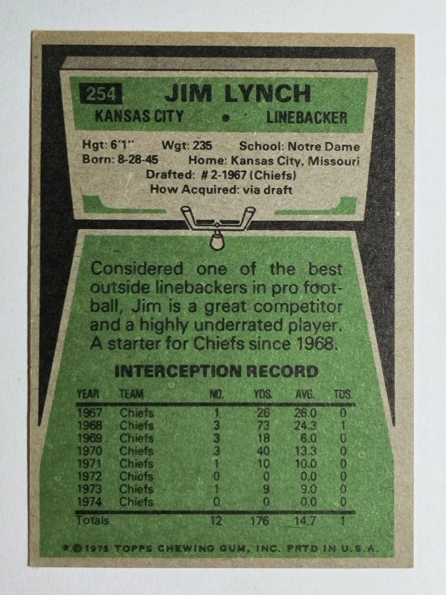 1975 Topps #254 Jim Lynch (EXMT)