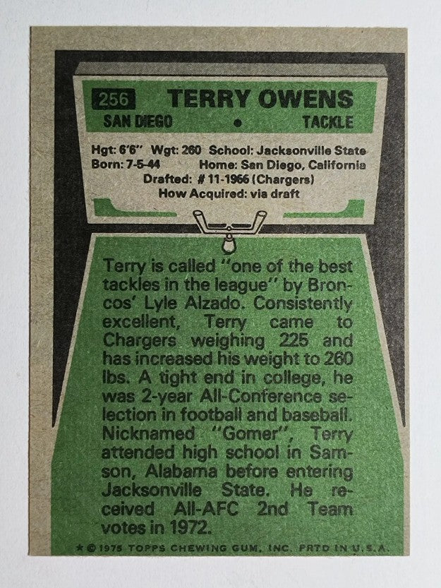 1975 Topps #256 Terry Owens (EXMT)
