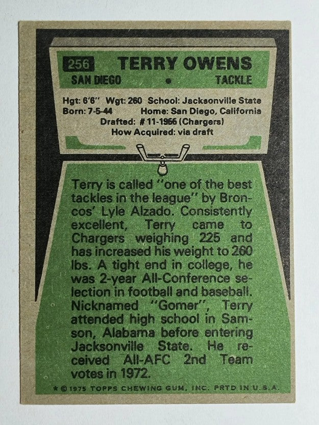 1975 Topps #256 Terry Owens (VGEX)
