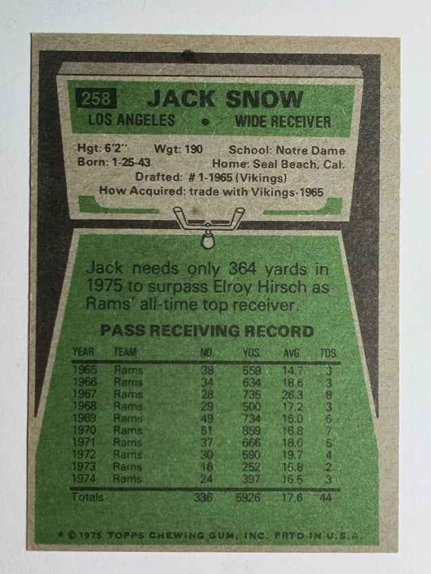 1975 Topps #258 Jack Snow (EXMT)