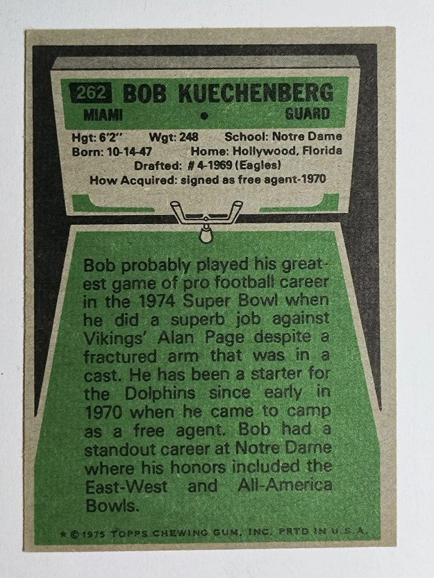 1975 Topps #262 Bob Kuechenberg (EX)