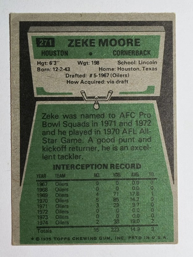 1975 Topps #271 Zeke Moore (EX)