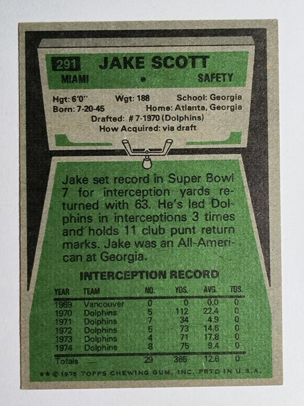 1975 Topps #291 Jake Scott (EXMT)