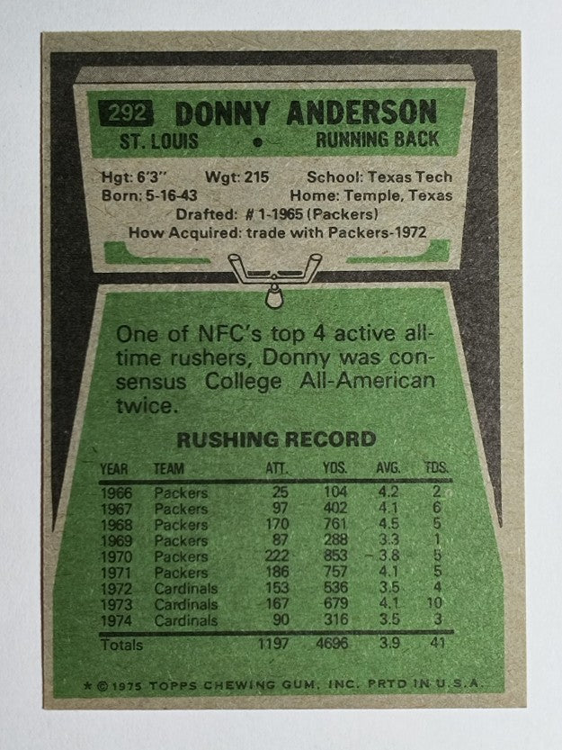 1975 Topps #292 Donny Anderson (EXMT)