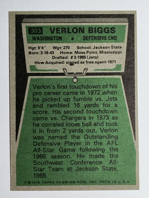 1975 Topps #303 Verlon Biggs (EXMT)