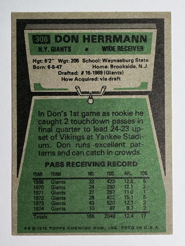 1975 Topps #308 Don Herrmann (EX)