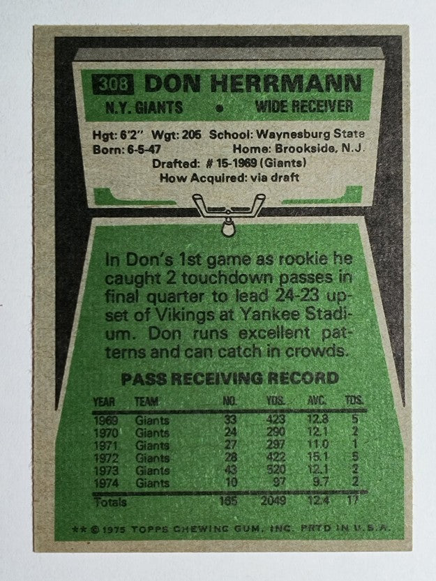 1975 Topps #308 Don Herrmann (NM)