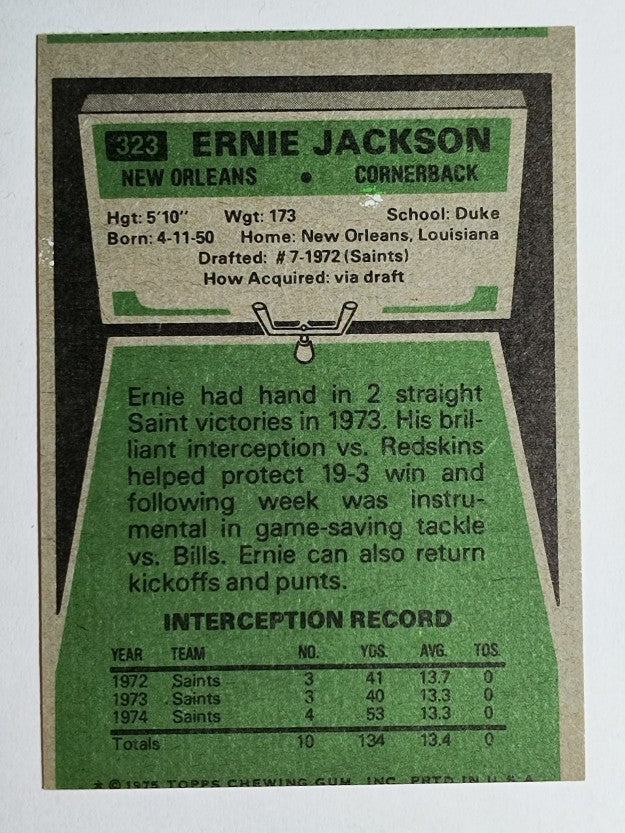 1975 Topps #323 Ernie Jackson (EX)