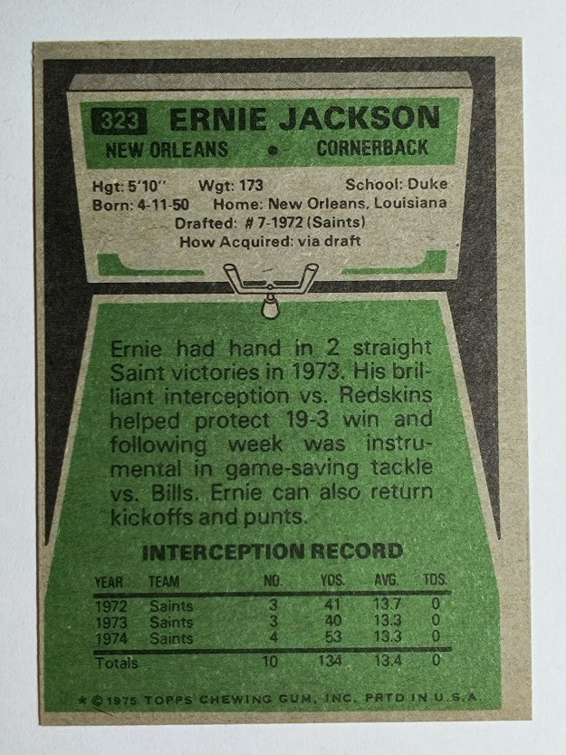 1975 Topps #323 Ernie Jackson (NM)