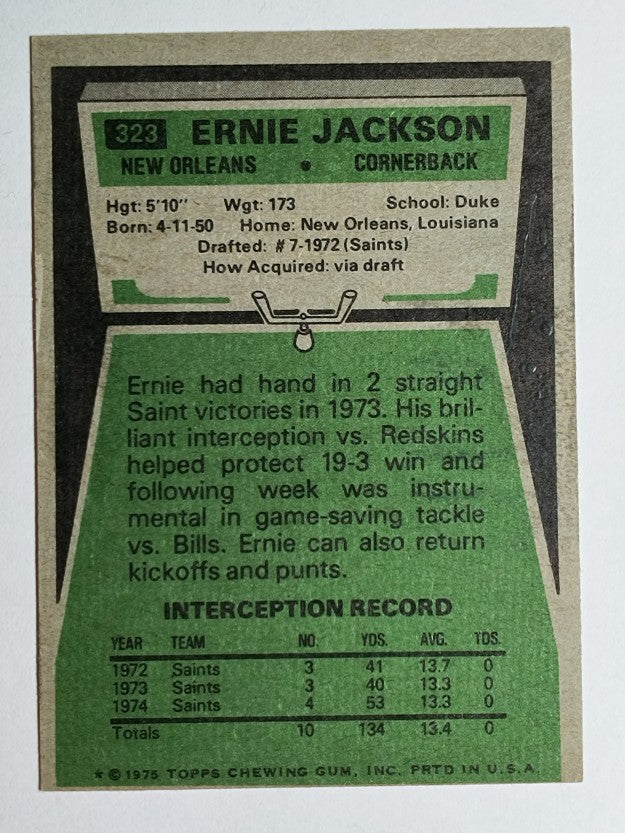 1975 Topps #323 Ernie Jackson (EX)
