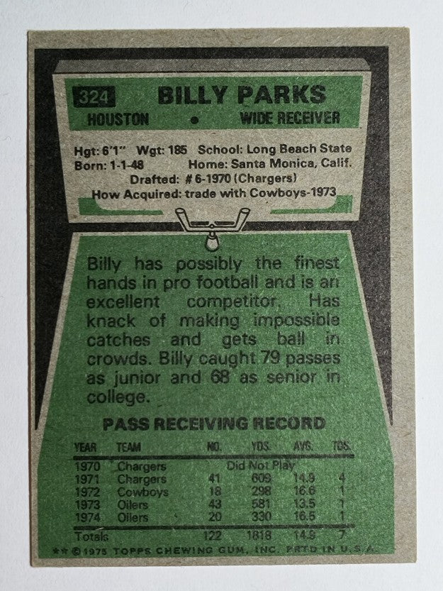 1975 Topps #324 Billy Parks (EX)