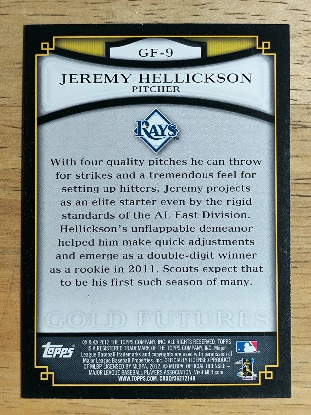 2012 Topps Gold Futures #GF9 Jeremy Hellickson