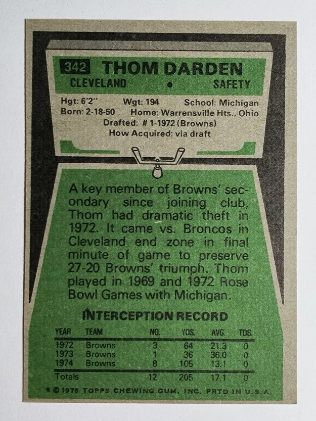 1975 Topps #342 Thom Darden (EXMT)
