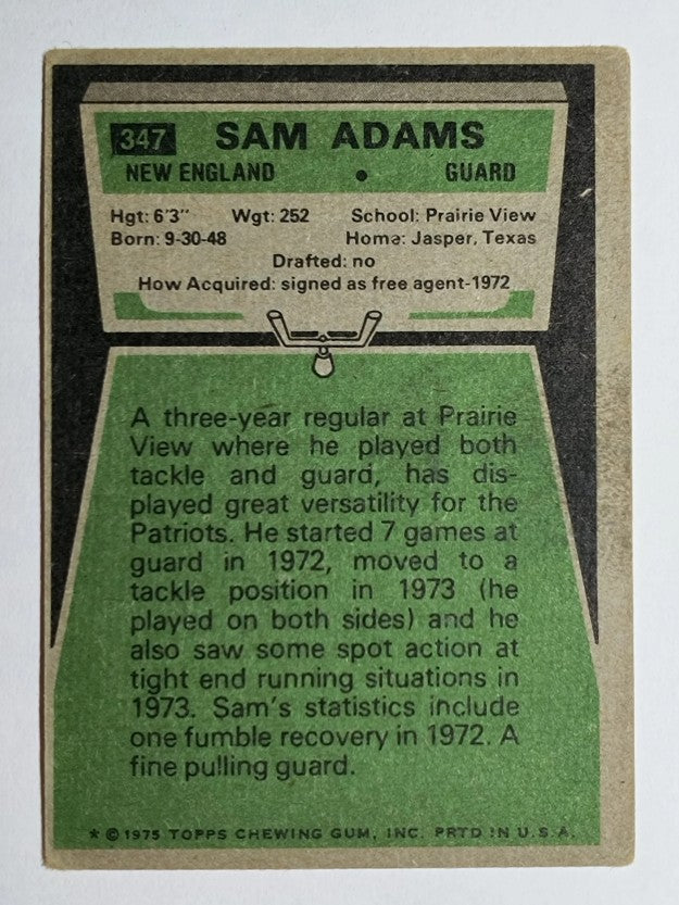 1975 Topps #347 Sam Adams (GOOD)