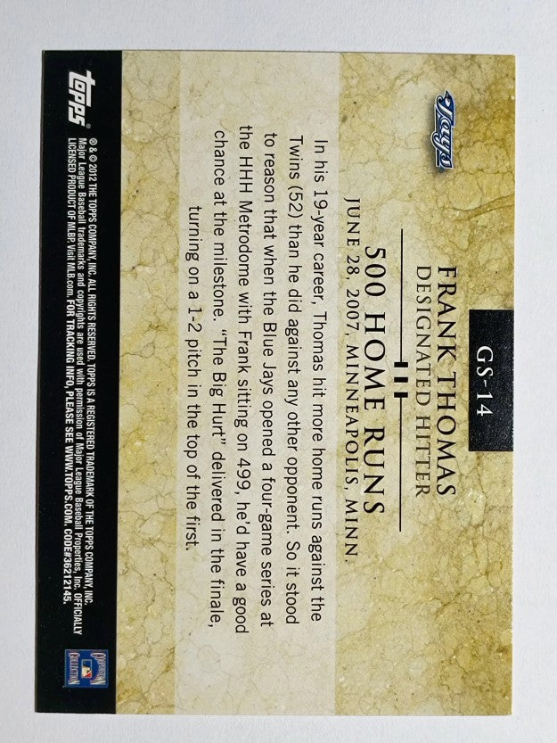 2012 Topps Gold Standard #GS14 Frank Thomas