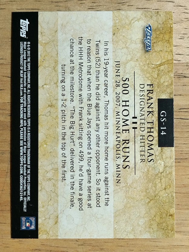 2012 Topps Gold Standard #GS14 Frank Thomas