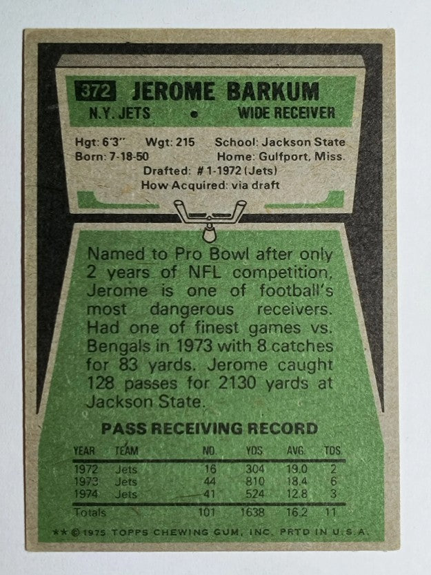 1975 Topps #372 Jerome Barkum (EX)