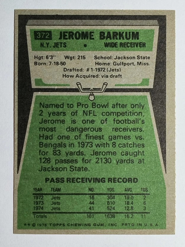 1975 Topps #372 Jerome Barkum (EX)