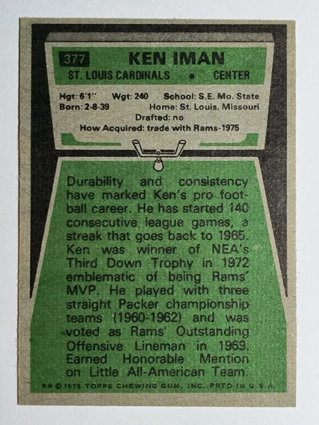 1975 Topps #377 Ken Iman (VG)