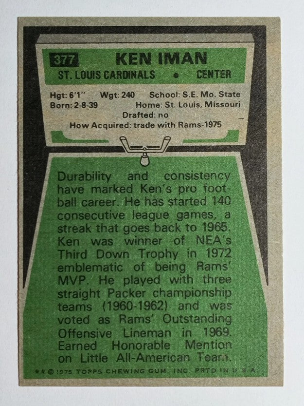 1975 Topps #377 Ken Iman (NM)