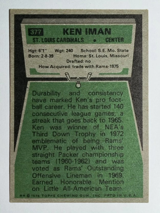 1975 Topps #377 Ken Iman (EX)