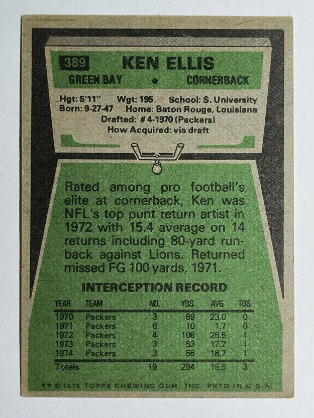 1975 Topps #389 Ken Ellis (VGEX)