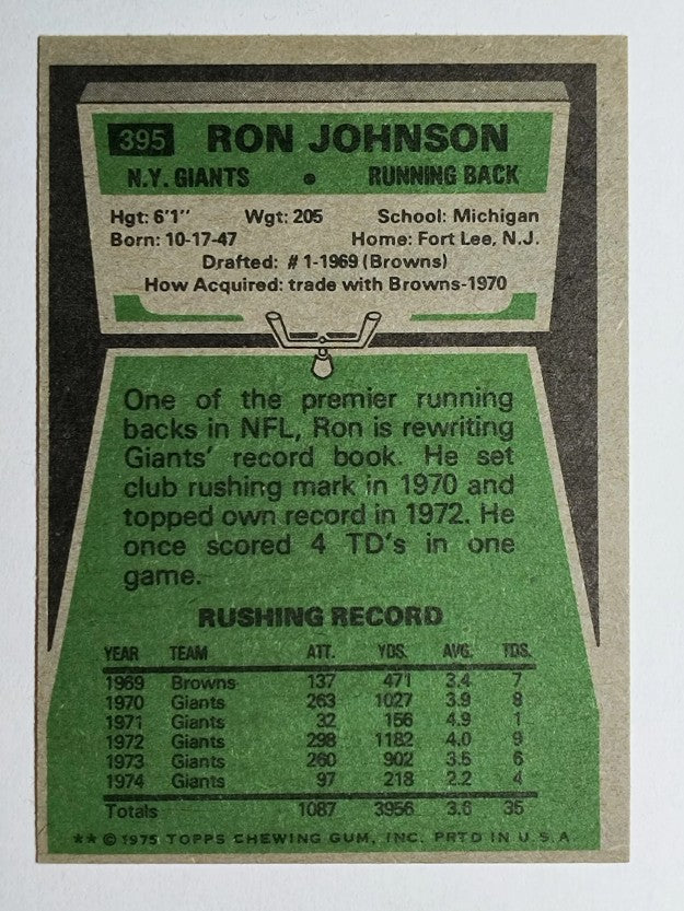 1975 Topps #395 Ron Johnson (EX)