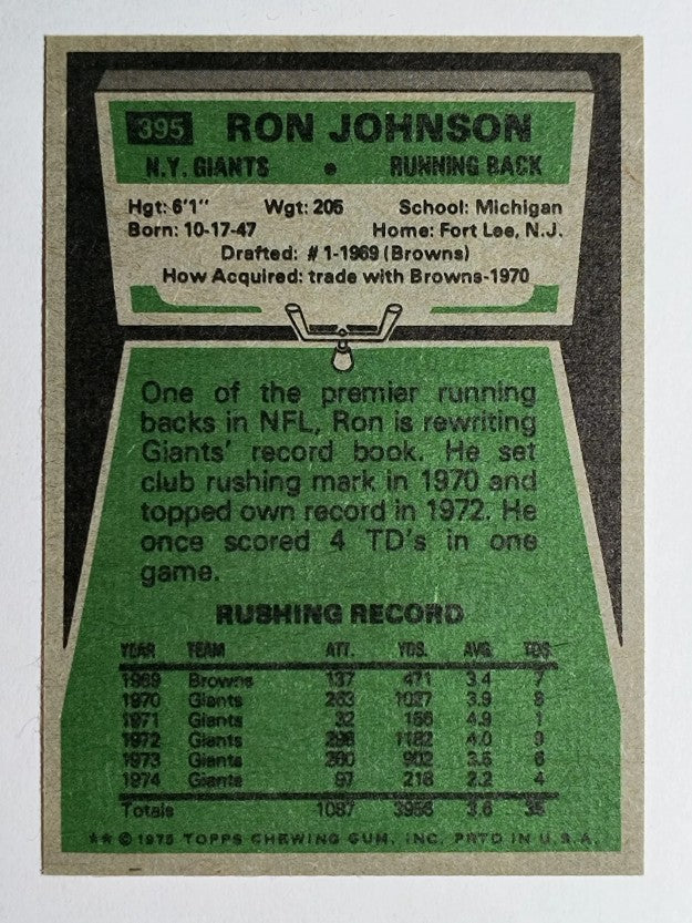 1975 Topps #395 Ron Johnson (NM)