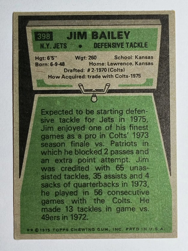 1975 Topps #398 Jim Bailey (EX)