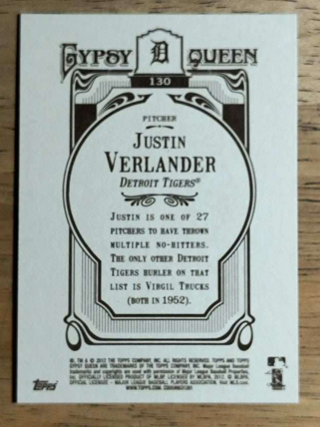 2012 Topps Gypsy Queen #130 Justin Verlander