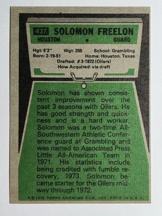 1975 Topps #437 Solomon Freelon (EX)