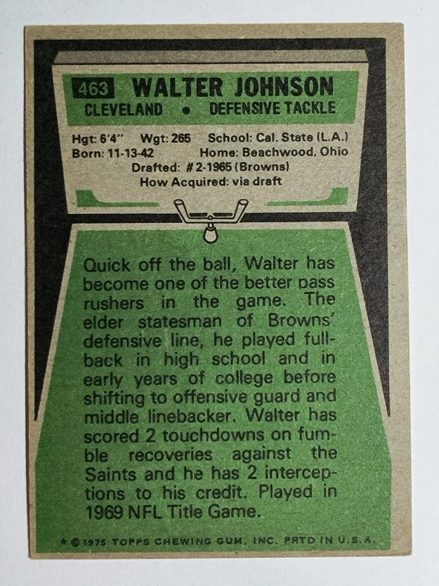 1975 Topps #463 Walter Johnson (VGEX)