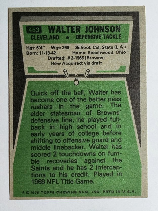1975 Topps #463 Walter Johnson (EXMT)