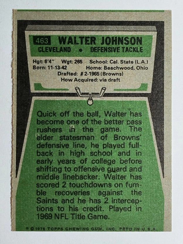 1975 Topps #463 Walter Johnson (EX)