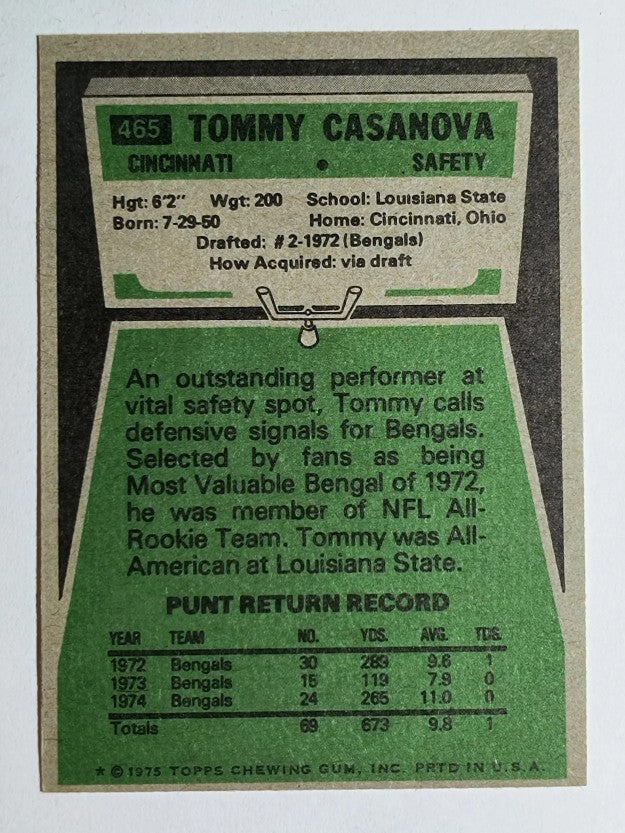 1975 Topps #465 Tommy Casanova (NM)