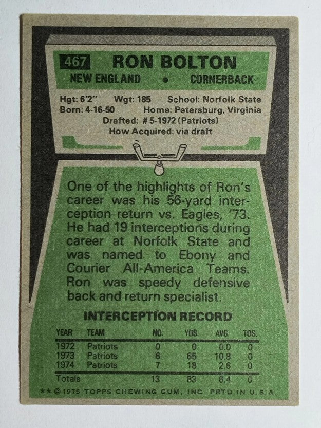 1975 Topps #467 Ron Bolton (EX)