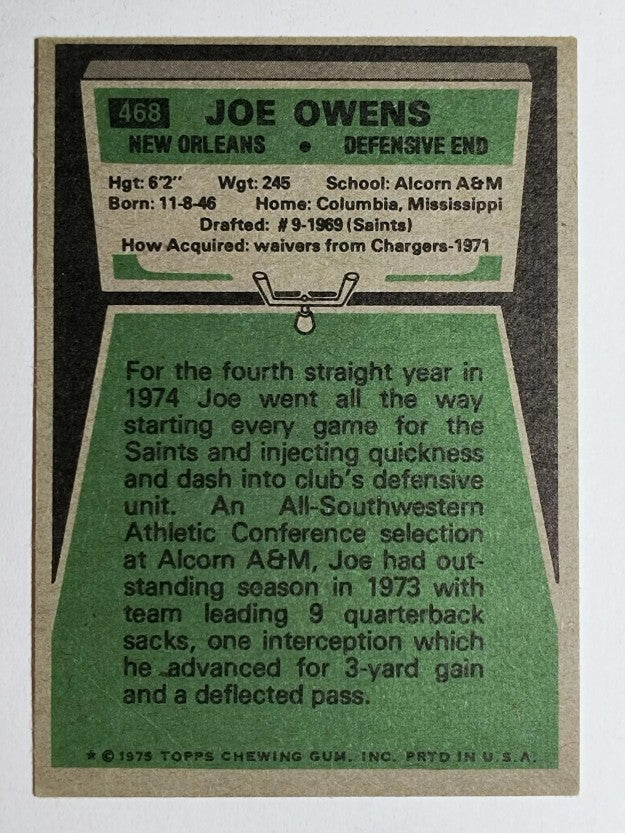 1975 Topps #468 Joe Owens (VG)