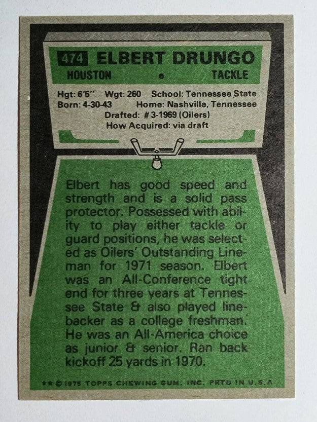 1975 Topps #474 Elbert Drungo (EXMT)