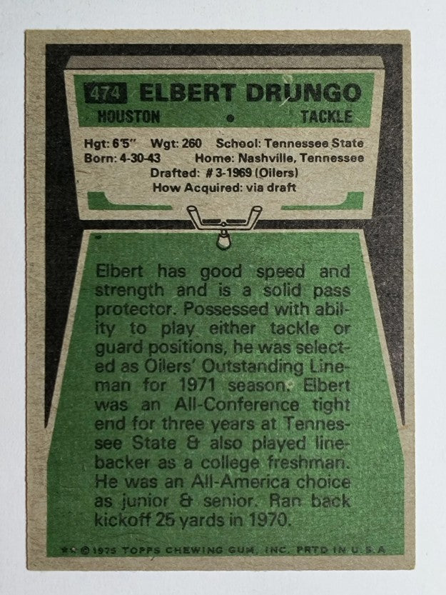 1975 Topps #474 Elbert Drungo (EX)